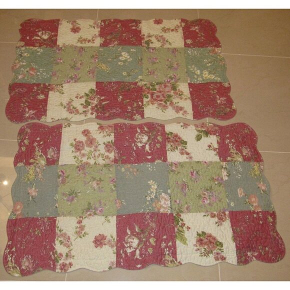 Brylane Home Multi-Color Floral Patchwork Quilted Pillow Shams Set of 2 - Picture 3 of 9